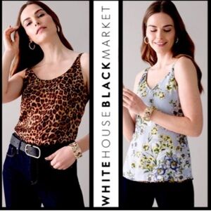 WHBM  Reversible V-Neck Camisole sizes sm,md. Leopard ane floral print